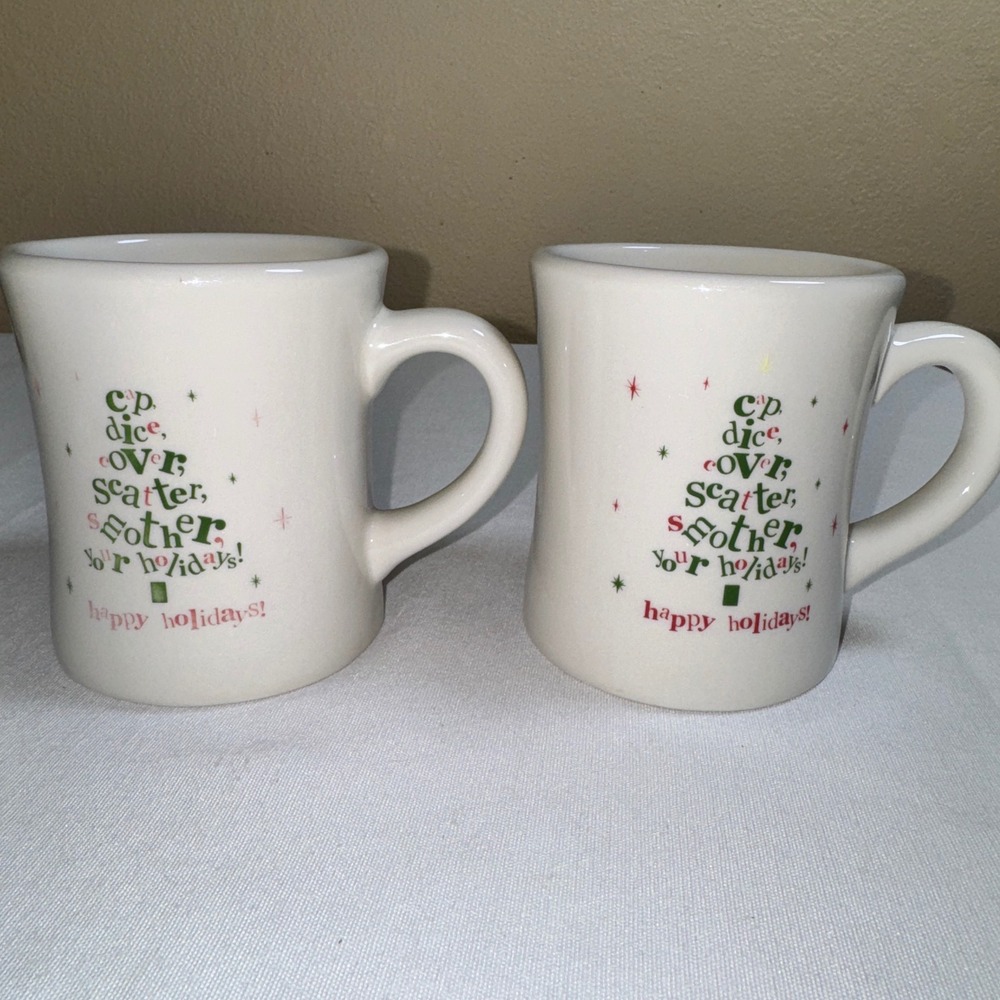 Waffle House‎ The Big Mug 2012 Holiday Christmas Coffee Mugs Set of 2 Tuxton